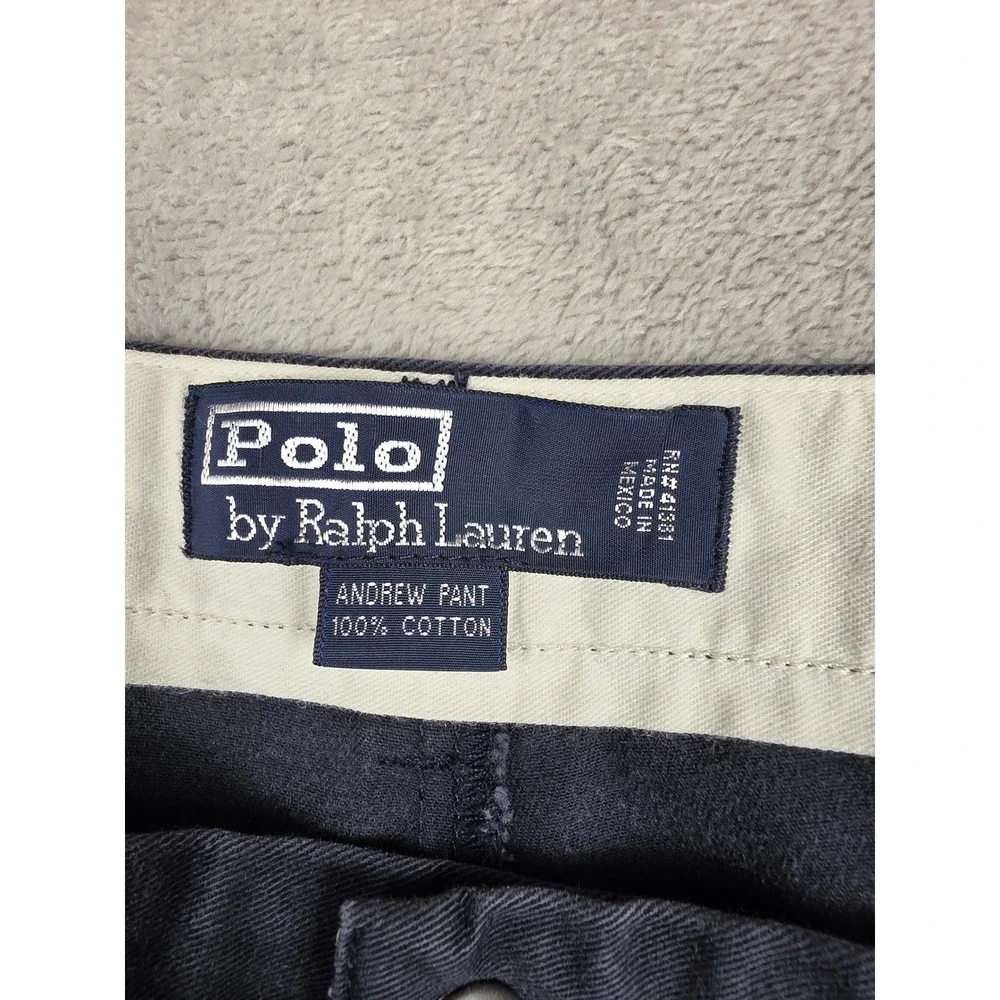 Vtg Polo Ralph Lauren Andrew Pant Mens 38x29 Fit 37x25 Blue Double Pleated *Read